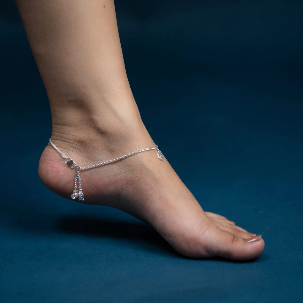 silver anklets for women